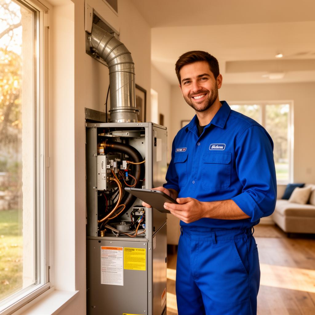HVAC technician at work in an Austin home